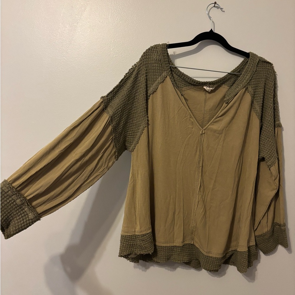Women's POL Olive long sleeve Top